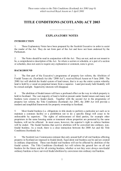 Title Conditions (Scotland) Act 2003 Explanatory Notes