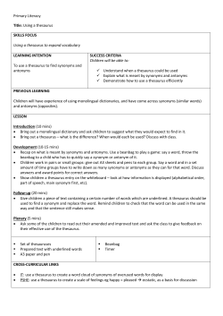 Using a thesaurus lesson plan