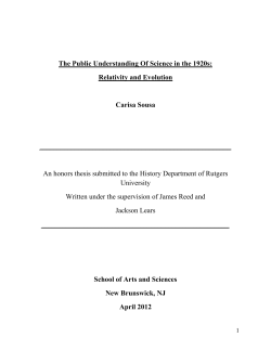 The Public Understanding Of Science in the 1920s