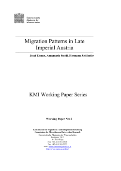 Migration Patterns in Late Imperial Austria