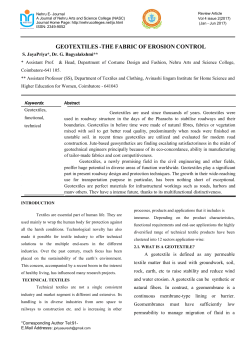GEOTEXTILES -THE FABRIC OF EROSION CONTROL S. JayaPriya