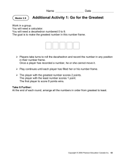Additional Activity 1: Go for the Greatest