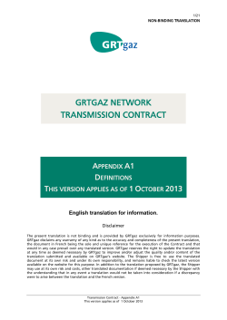 Appendix A1 from October 1 st