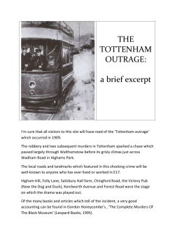 THE TOTTENHAM OUTRAGE - Walthamstow Memories