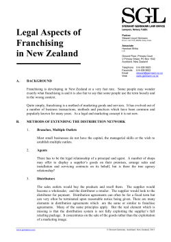 Legal Aspects of Franchising in New Zealand