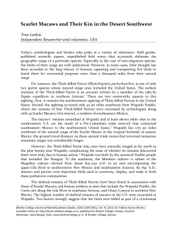 Scarlet Macaws and Their Kin in the Desert Southwest