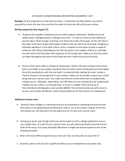 AP ENGLISH SUMMER READING AND WRITING ASSIGNMENT