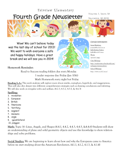 Fourth Grade Newsletter