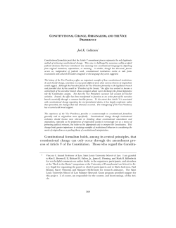 Constitutional Change, Originalism, and The Vice Presidency