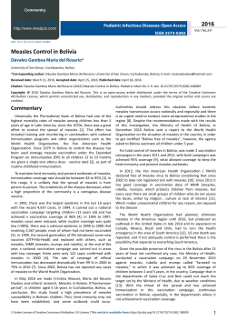Measles Control in Bolivia - Pediatric Infectious Diseases: Open