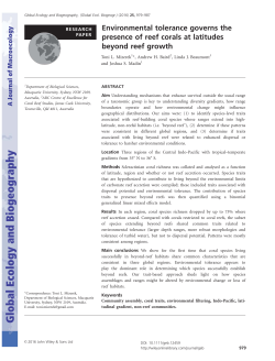 Environmental tolerance governs the presence of reef corals at