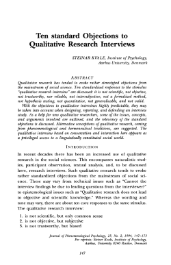 Ten standard Objections to Qualitative Research Interviews