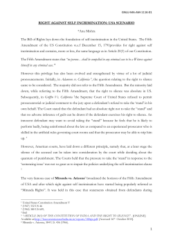RIGHT AGAINST SELF INCRIMINATION: USA SCENARIO *Anu