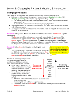 Lesson 8: Charging by Friction, Induction