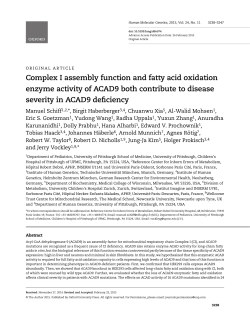 Complex I assembly function and fatty acid oxidation enzyme activity