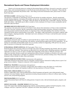 Employment Information for the William I Jacobs Fitness Center