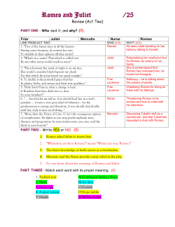 Romeo and Juliet - DMCI English with Mrs. Jones