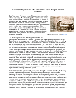 Inventions and Improvements of the Transportation system during