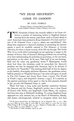 "my dear siegfried": gosse to sassoon