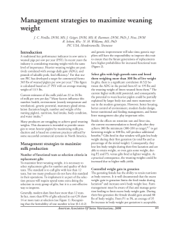 Management strategies to maximize weaning weight