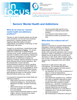 Seniors` Mental Health and Addictions
