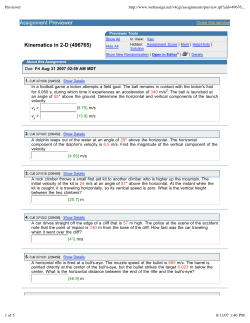 2D Kinematics assignment, WebAssign