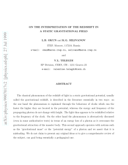 ON THE INTERPRETATION OF THE REDSHIFT IN A STATIC