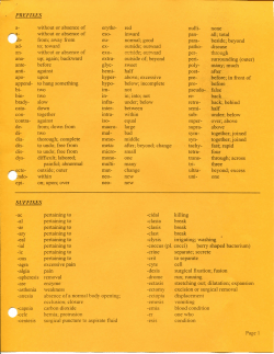 PREFIXES a- without or absence of erythr- red nulli
