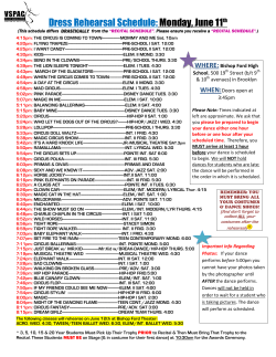 Dress Rehearsal Schedule: Monday, June 11th