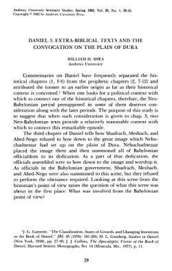 Daniel 3: Extra-Biblical Texts and the Convocation on the Plain of Dura