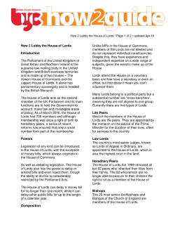 How 2 Lobby the House of Lords Introduction The Parliament of the