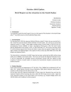 October 2016 Update Brief Report on the situation in the South Sudan
