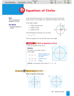 11.7 Equations of Circles