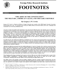 THE ARMY OF THE CONSTITUTION - Foreign Policy Research