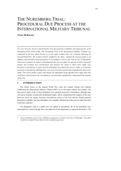 THE NUREMBERG TRIAL: PROCEDURAL DUE PROCESS AT THE