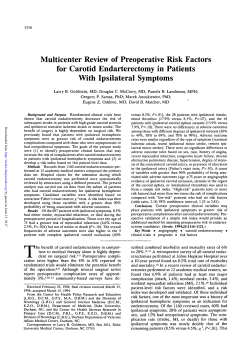 Multicenter Review of Preoperative Risk Factors for Carotid