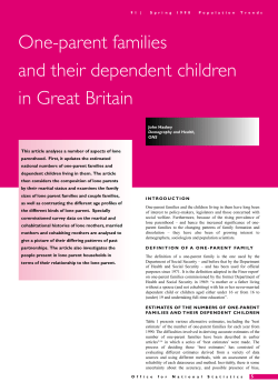 One Parent Families and their Dependent Children in Great Britain
