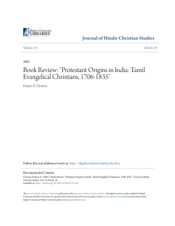 Protestant Origins in India: Tamil Evangelical Christians, 1706-1835