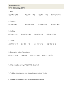 1. Add: a) (+61) + (-23) b) (-22) + (-19) c) (-86) + (-52) d) (+55) + (