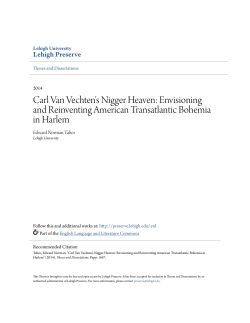 Carl Van Vechten`s Nigger Heaven: Envisioning