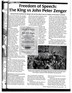 Freedom of Speech: The King vs John Peter Zenger
