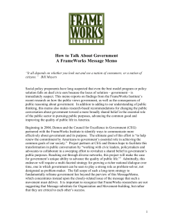 How to Talk about Government: A Frameworks Message Memo