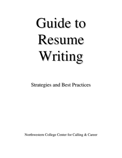 Guide to Resume Writing - University of Northwestern