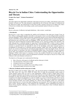 Bicycle Use in Indian Cities: Understanding the