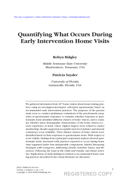 Quantifying What Occurs During Early Intervention Home Visits