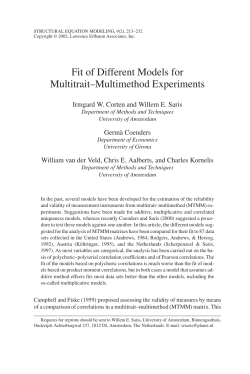 Fit of Different Models for Multitrait&ndash;Multimethod Experiments