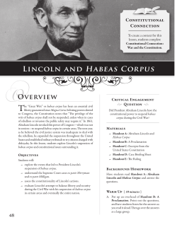 LiNcOlN ANd HABEAS CORPUS - Bill of Rights Institute