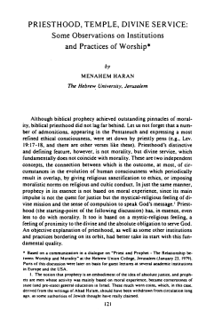 PRIESTHOOD, TEMPLE, DIVINE SERVICE: Some Observations on