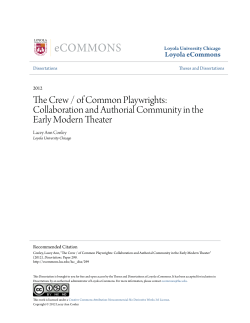 Collaboration and Authorial Community in the Early Modern Theater
