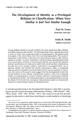The Development of Identity as a Privileged Relation in Classification